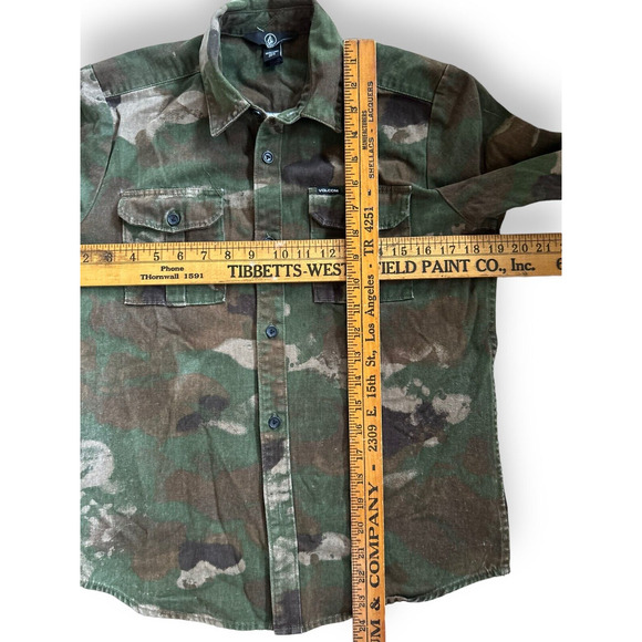 Volcom Big Kid Boys Huckster Camo Shirt Sz Large 12 Y Skater - Picture 5 of 6